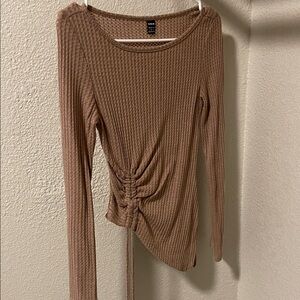 SHEIN Brown Textured Long Sleeve Top